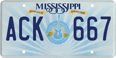 MS license plate ACK667