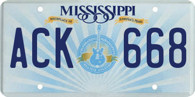 MS license plate ACK668