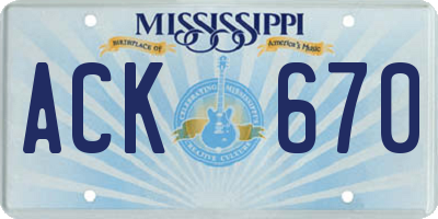 MS license plate ACK670
