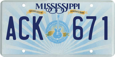 MS license plate ACK671