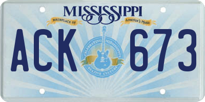 MS license plate ACK673