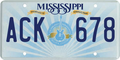 MS license plate ACK678