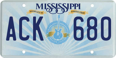 MS license plate ACK680