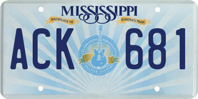 MS license plate ACK681