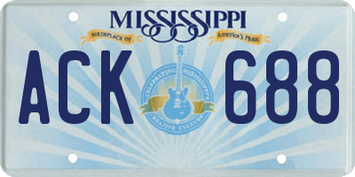 MS license plate ACK688