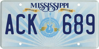 MS license plate ACK689