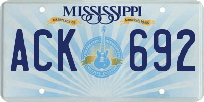 MS license plate ACK692