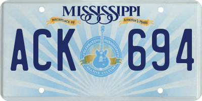 MS license plate ACK694