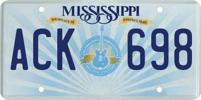 MS license plate ACK698