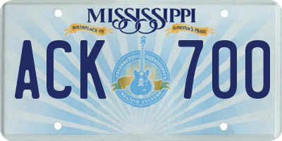 MS license plate ACK700