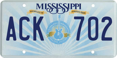 MS license plate ACK702