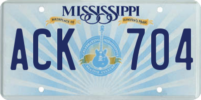 MS license plate ACK704