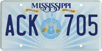 MS license plate ACK705