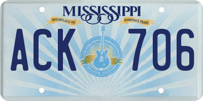 MS license plate ACK706