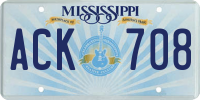 MS license plate ACK708