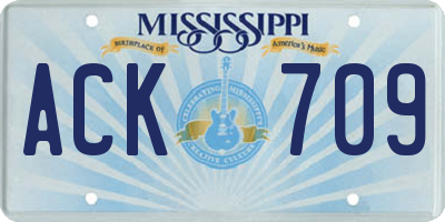 MS license plate ACK709