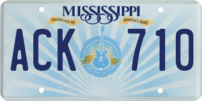 MS license plate ACK710