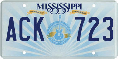 MS license plate ACK723