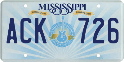 MS license plate ACK726
