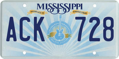 MS license plate ACK728