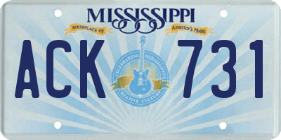 MS license plate ACK731