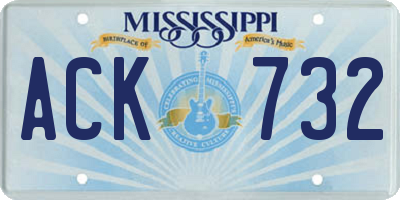 MS license plate ACK732