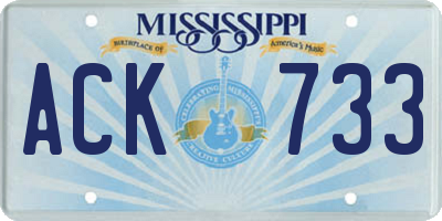 MS license plate ACK733
