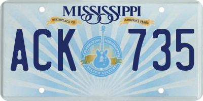 MS license plate ACK735