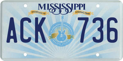 MS license plate ACK736