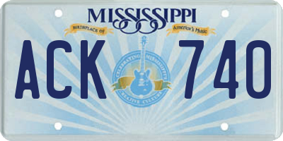 MS license plate ACK740