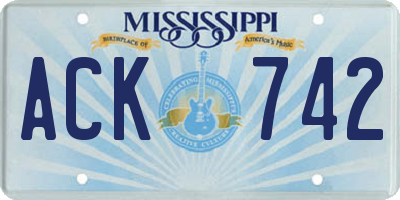 MS license plate ACK742