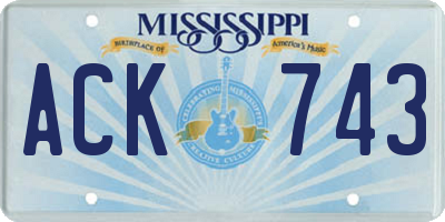 MS license plate ACK743