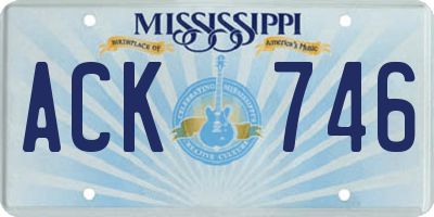 MS license plate ACK746