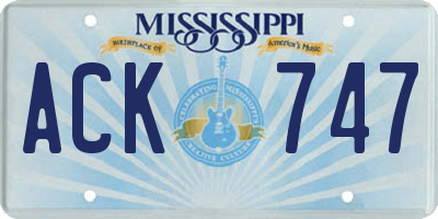 MS license plate ACK747