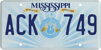 MS license plate ACK749