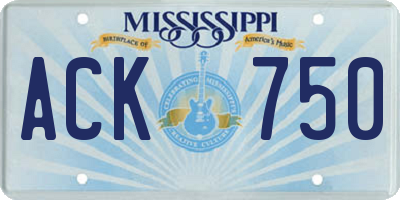 MS license plate ACK750