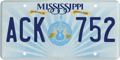 MS license plate ACK752