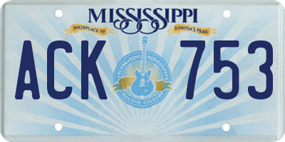 MS license plate ACK753