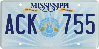 MS license plate ACK755