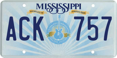 MS license plate ACK757