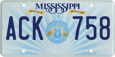 MS license plate ACK758