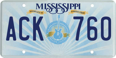 MS license plate ACK760