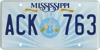 MS license plate ACK763
