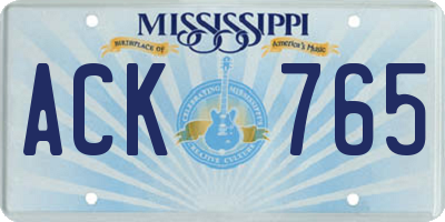 MS license plate ACK765