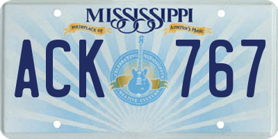 MS license plate ACK767