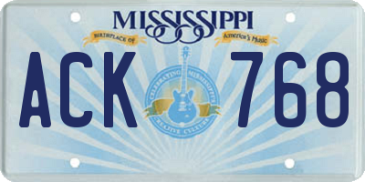 MS license plate ACK768