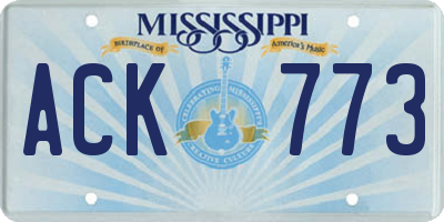 MS license plate ACK773