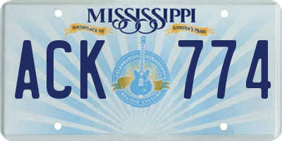 MS license plate ACK774