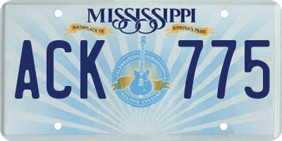 MS license plate ACK775