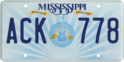 MS license plate ACK778